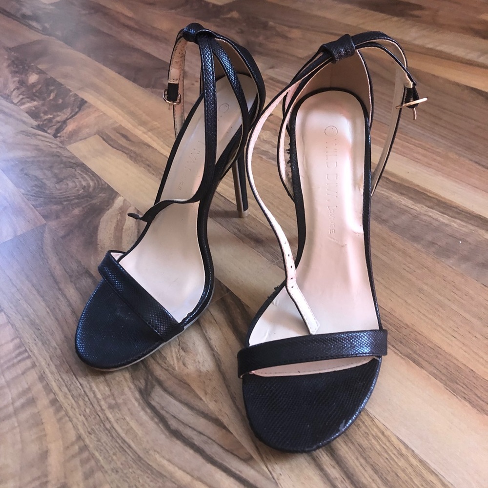 Black Ankle Strap Heeled Sandal